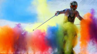 Kampioen alpineskiën met Nederlands bloed zorgt voor fantastisch kleurenschouwspel 