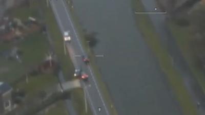 Spectaculaire helikopterbeelden van achtervolging en aanhouding woninginbrekers
