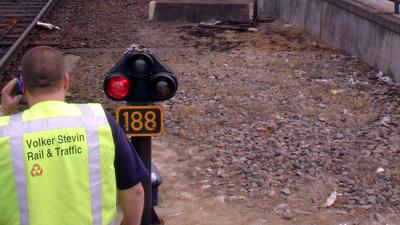 Foto van rood sein trein spoor | Archief EHF