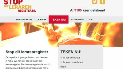 Petitie 'STOP DIT LERARENREGISTER' al ruim 9.000 keer getekend