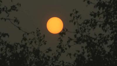 Zon kleurt oranje boven Nederland door bosbranden in Portugal en Spanje